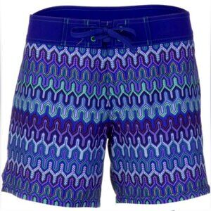 PraNa Women's Makenna Board Comfy Water Shorts Purple/Blue Print Size XL NWT